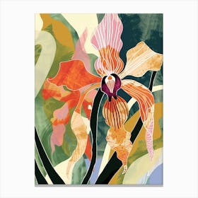 Colourful Flower Illustration Monkey Orchid 2 Canvas Print