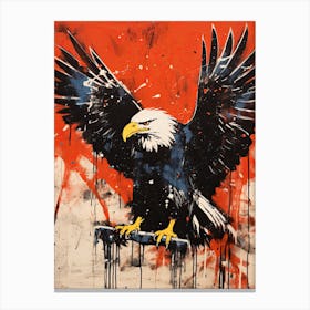 Bald Eagle, Woodblock Animal  Drawing 4 Canvas Print