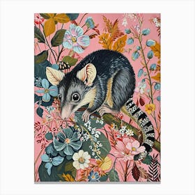 Floral Animal Painting Opossum 1 Canvas Print