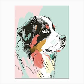 Pastel Bernese Mountain Dog Watercolour Line Illustration 2 Canvas Print