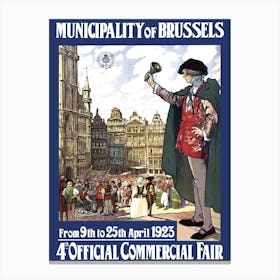 Brussels, Commercial Fair, Vintage Poster Canvas Print