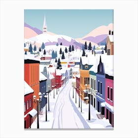 Retro Winter Illustration Bergen Norway 1 Canvas Print