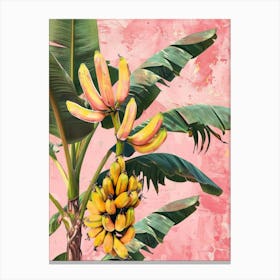 Bananas On A Pink Background Canvas Print