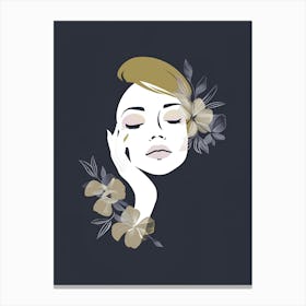 Portrait Of A Woman With Flowers 19 Canvas Print