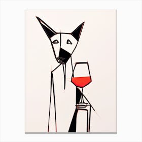Cat And Cocktail Line Art 1 Canvas Print