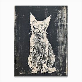 Selkirk Rex Cat Linocut Blockprint 5 Canvas Print
