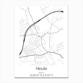 Heule,Belgium Minimalist Map Canvas Print