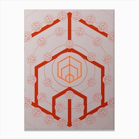 Geometric Abstract Glyph Circle Array in Tomato Red n.0115 Canvas Print