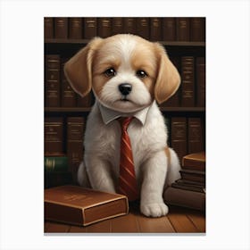 Vintage Dog In A Tie Lawyer Canvas Print
