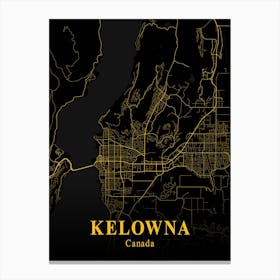 Kelowna Gold City Map 1 Canvas Print