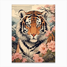 Tiger Animal Drawing In The Style Of Ukiyo E 2 Canvas Print
