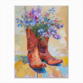 Cowboy Boots And Wildflowers Virginia Bluebells Canvas Print