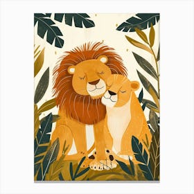 African Lion Rituals Illustration 3 Canvas Print