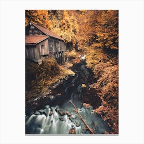 Cedar Creek Grist Mill - Autumn Leaves Canvas Print