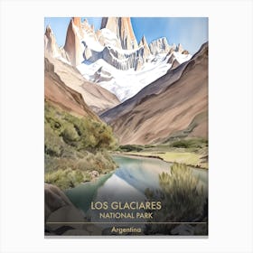 Los Glaciares National Park Argentina Patagonia Watercolour 4 Canvas Print