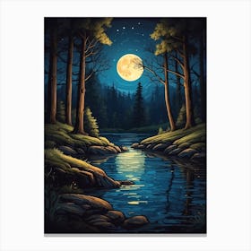 Moonlight In The Forest Canvas Print