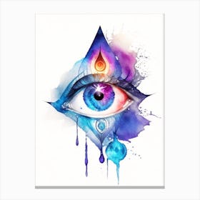 Chakra, Symbol, Third Eye Watercolour 3 Canvas Print