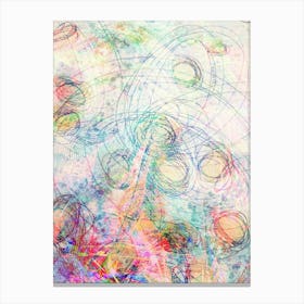 multicolored circles and black spirals Canvas Print