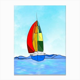 sail in the sea,boat,colorful,ocean,into the water Canvas Print