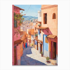 Chefchaouen Morocco 1 Vintage Pink Travel Illustration Canvas Print