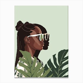 Portrait Of African Woman With Sunglasses Canvas Print