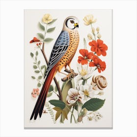 Scandinavian Bird Illustration American Kestrel 4 Canvas Print