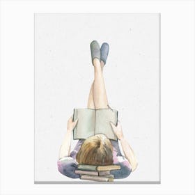 Girl Reading A Book I Canvas Print