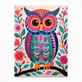 Pink Scandi Owl 3 Canvas Print