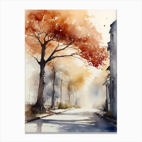 Watercolor Of A Street 13 Canvas Print