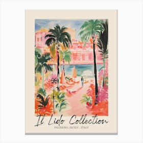 Palermo, Sicily   Italy Il Lido Collection Beach Club Poster 4 Canvas Print