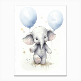 Elephant Painting With Balloons Watercolour 4  Canvas Print