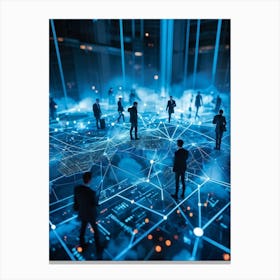 A Geometric Structure Sprawled Across A Global Scale Its Interconnected Nodes Pulsating With Data T (1) Canvas Print