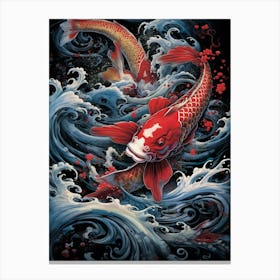 Koi Fish Japanese Style Illustration 5 Canvas Print