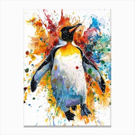 Emperor Penguin Colourful Watercolour 4 Canvas Print