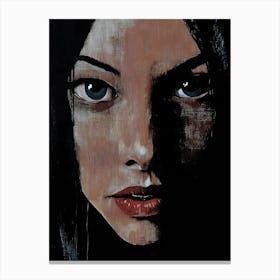 Dark Gothic Girl With Blue Eyes Canvas Print