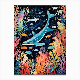  A Sharks In Reef Vibrant Paint Splash 1 Canvas Print