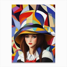 Woman In A Hat - Cubism 9 Canvas Print