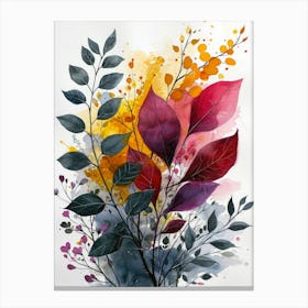 Autumn Leaves Watercolor Painting Canvas Print