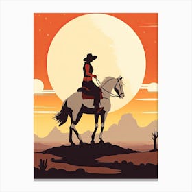 Minimalist Cowgirl Desert Sunset 1 Canvas Print