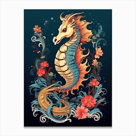 Seahorse Animal Drawing In The Style Of Ukiyo E 2 Canvas Print
