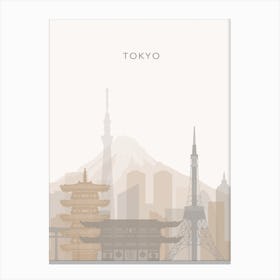 Beige Tokyo Skyline Canvas Print