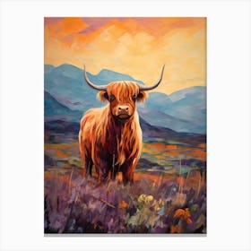 Highland Cow In The Lilac Canvas Print