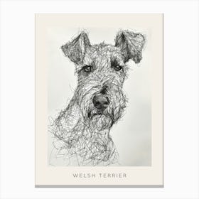 Welsh Terrier Dog Line Sketch 2 Poster Canvas Print