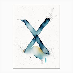 X, Letter, Alphabet Minimalist Watercolour 5 Canvas Print