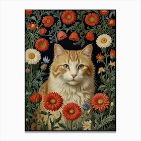 Cat In Daisies Canvas Print