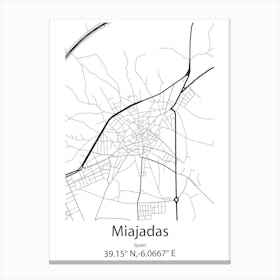 Miajadas,Spain Minimalist Map Canvas Print