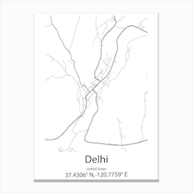 Delhi,United States Minimalist Map 1 Canvas Print