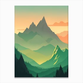 Misty Mountains Vertical Composition In Green Tone 106 Canvas Print