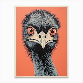 Vintage Bird Linocut Emu Canvas Print