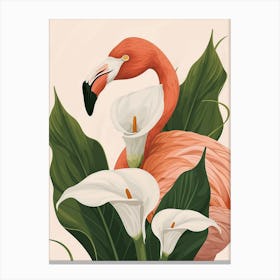 Jamess Flamingo And Calla Lily Minimalist Illustration 1 Canvas Print
